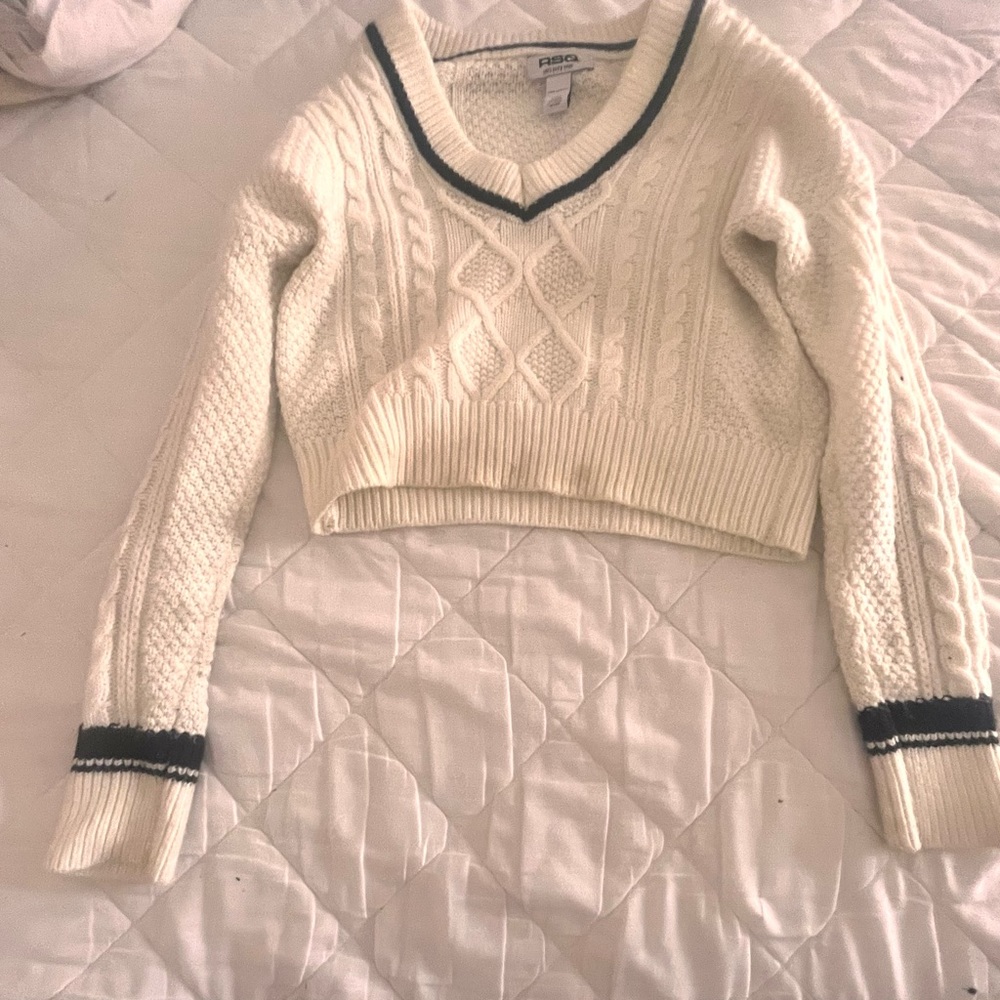 black and white v neck sweater